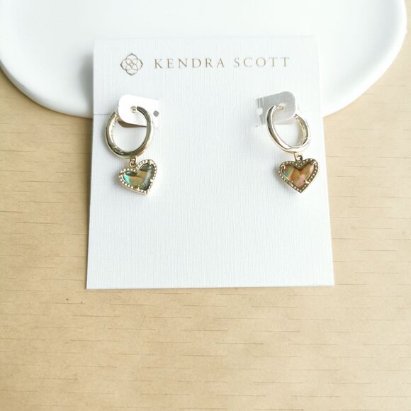 Kendra Scott Earrings | Ari Heart | Gold Abalone Shell - Picture 1 of 3